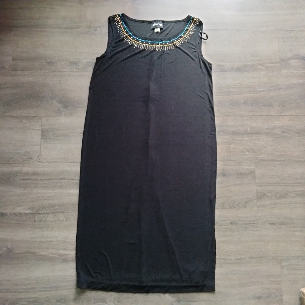 Vintage All That Jazz Woman's Size 16 Sleeveless Black Maxi Dress